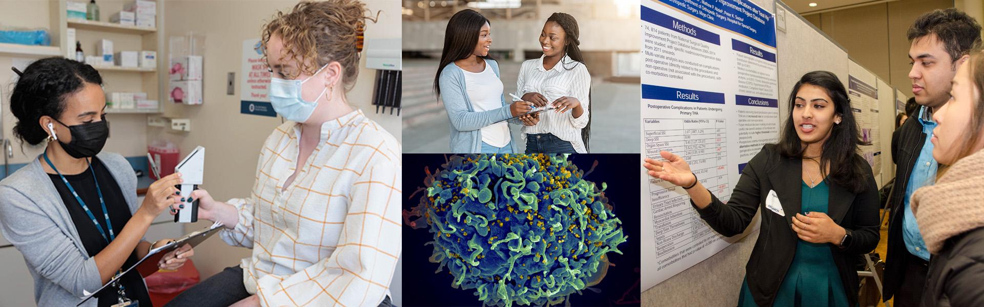 collage of photos that represent different types of human research
